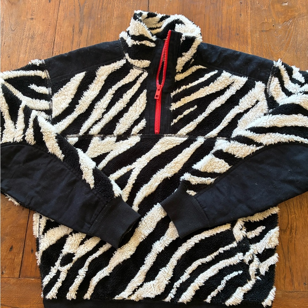 Rag and Bone Zebra-striped Plush Sweatshirt